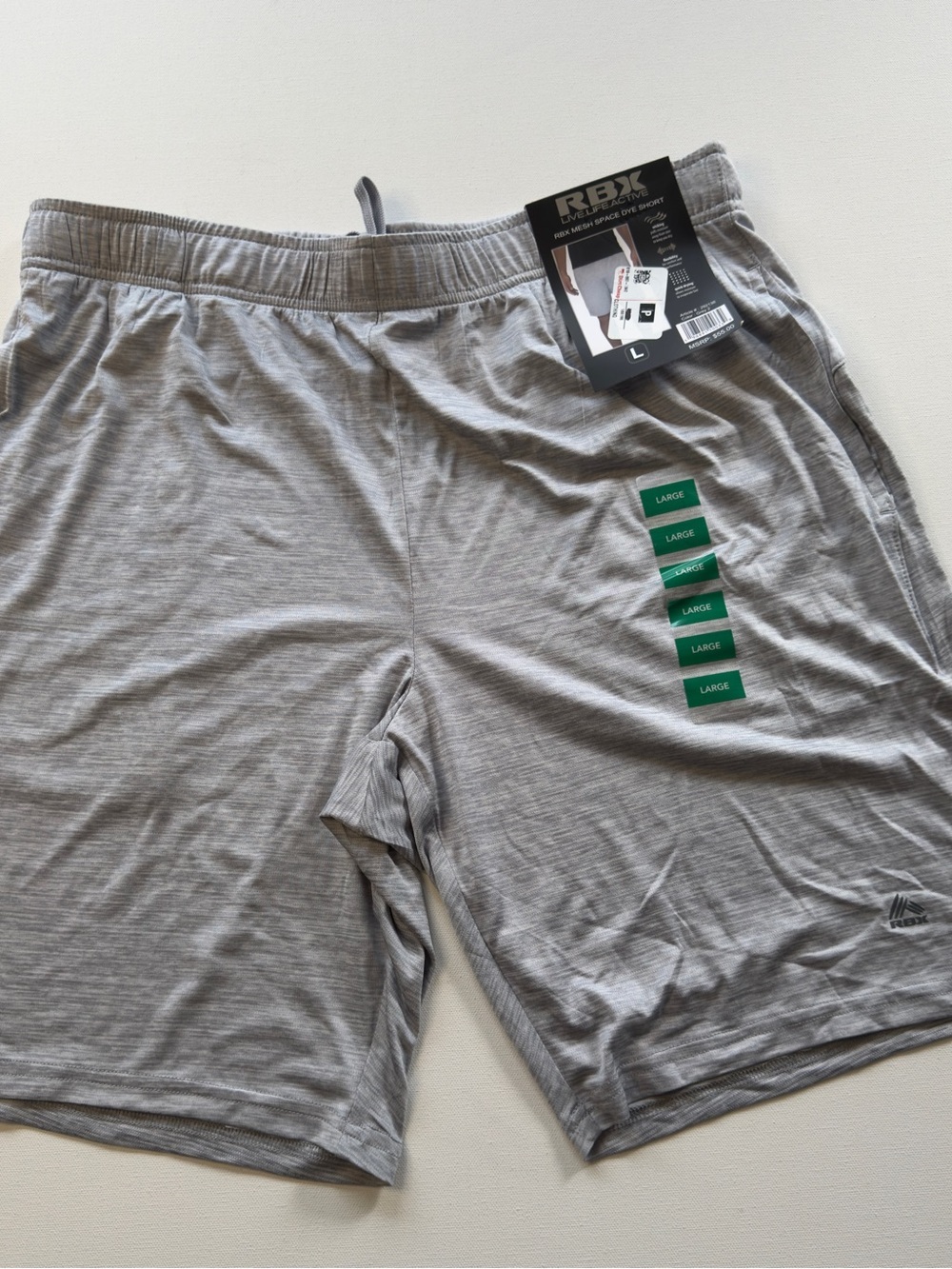 NWT RBX Men's Active Mens 9" Inseam Workout Running Gym Athletic Shorts Size L